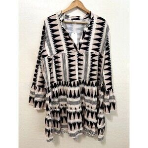 Black and White Geometric Mini Dress XXL COWGIRL
